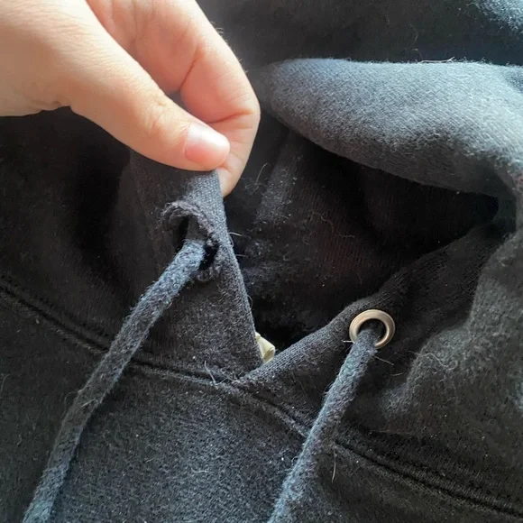 Champion Black Pullover Hoodie with Embroidered Script - Picture 2 of 3